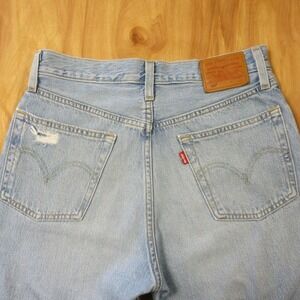 LEVI'S Premium 501 Original Cropped Jeans 26 x 26 Button Fly Ripped Denim BIG E